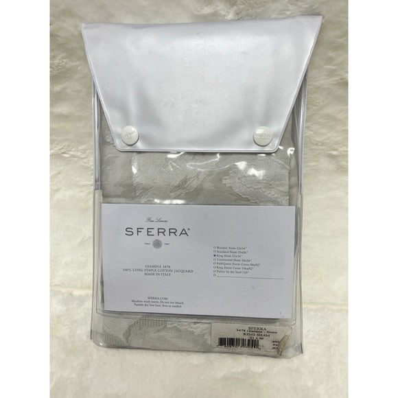 NEW Sferra GIAMINA 1 KING Sham Stone Jacquard $201 - Picture 2 of 6